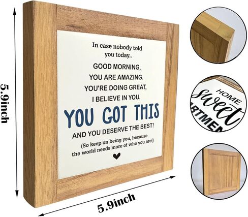 علامة ملهمة، ديكور مكتب لويحات خشبية على شكل صندوق، ديكور طاولة لافتة زخرفية، لوحة خشبية تأكيد، هدية مكتب، هدية لزملاء العمل والأصدقاء والأطفال، لقد حصلت على هذا وتستحق أفضل علامة B1 in Kuwait