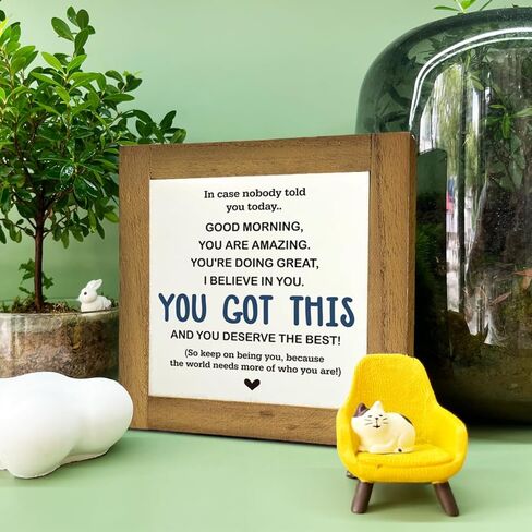 علامة ملهمة، ديكور مكتب لويحات خشبية على شكل صندوق، ديكور طاولة لافتة زخرفية، لوحة خشبية تأكيد، هدية مكتب، هدية لزملاء العمل والأصدقاء والأطفال، لقد حصلت على هذا وتستحق أفضل علامة B1 in Kuwait