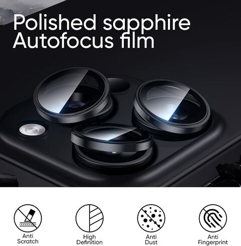 MAGIC JOHN for iPhone 16 Pro Max/16 Pro Camera Lens Protector [Alignment Kit&1:1 Invisible Perfect Fit] 9H Aerospace Tempered Glass Anti-Scratch Durable, Individual Cover Ring, Case Friendly, Set of 2,Black in Saudi Arabia