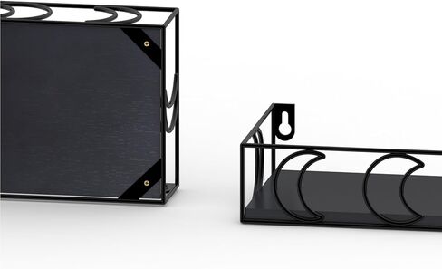 أرفف حائط عائمة باللونين الأسود والذهبي من PHAREGE، أرفف صغيرة مزخرفة على شكل مرحلة القمر لغرفة نوم الأطفال، رف عرض لتمثال المقتنيات الكريستالية، 3 عبوات in Kuwait