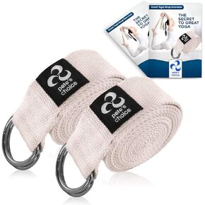 2-PACK or 5-PACK Yoga Exercise Adjustable Straps 8Ft | BONUS eBook | with Durable D-Ring For Pilates & Gym Workouts | Hold Poses, Stretch, Improve Flexibility & Maintain Balance