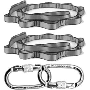 PRIOR FITNESS Yoga Straps Aerial Hammock Accessory Set, 2pcs Daisy Chain + 2pcs Carabiner, Aerial Silk Hardware with Daisy Chain Carabiner for Yoga Swing Pilates