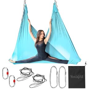 Yes4All Aerial Yoga Hammock 5.5 Yards, 198 Inches Height Aerial Silks, Yoga Trapeze Increasing Strength, Flexibility and Balance