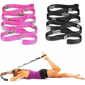 Stretching Strap,Non-Elastic Yoga Straps Stretch Band with Letters & Remarks10 Loops for Physical Therapy,Exercise, Pilates, Dance,Gymnastics