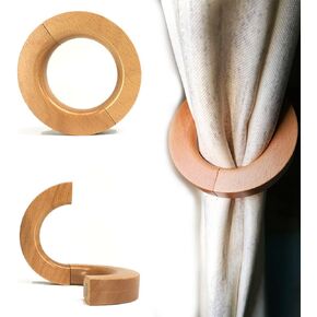 NICE PURCHASE 2 Pcs Wooden Curtain Tiebacks Holdbacks European Classic Retro Window Home Office Decorative Drapes Holders Strong Magnetic Clean Durable - Multifunctional Also Wood Pants Hanger (A)