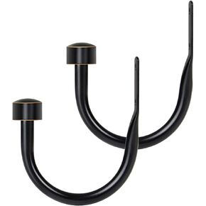 TONIAL Curtain Holdbacks, Decorative Curtain Tieback for Wall Black Window Drapery Hold Backs Small with Round Finials (1 Pair/2 Pack)