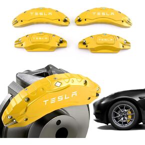 Caliper Covers Set of 4 Compatible with Tesla Model 3 Accessories, 2017-2023 18 19 Inch Wheel Hub Front and Rear Brake Caliper Covers，Fit For Tesla Model 3 Red Brake Caliper (Not Fit Tesla Model Y)