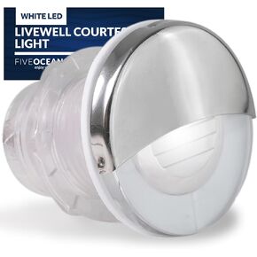 Five Oceans Marine Livewell Lights, LED Boat Courtesy Light, Round Accent Light for Boat Interior, Exterior, Deck, Cockpit, IP68 Waterproof, Blue LED, 12V, for Pontoon, Fishing Boat, RVs - FO4597
