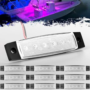 PSEQT LED Boat Navigation Lights Marine Interior Courtesy Light Strip Deck Transom Cockpit Lighting 3.8'' 6 LED 12V Waterproof Lamp w/Clear Lens for Fishing Pontoon Kayak Yacht Sailboat (Blue 10Pcs)