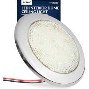 Five Oceans Marine LED Interior Dome Light, 3 3/4 Inch Boat Ceiling LED Lights, Slim Round High Power Downlight, Daylight White LED, 12V, Surface Mount for Boat Truck RV Trailer Home - FO2631