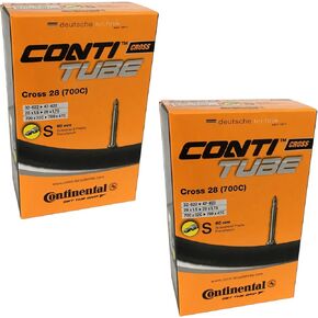 Continental Cross 28 700 x 32-47c Bike Inner Tubes - Presta 60mm Long Valve (Pair),Black