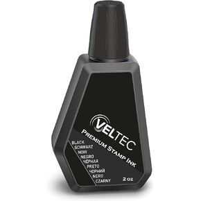 Veltec Premium Refill Ink for use with Self Inking Stamps, Daters and Rubber Stamp Pads, 2 oz (Black)
