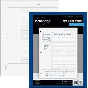 Oxford FocusNotes Note Taking System Filler Paper, 8.5 x 11 Inch, 3-Hole Punched, White, 100 Sheets (62354)