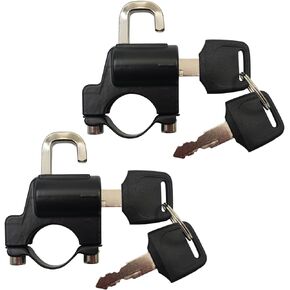 Handlebar Helmet Lock 7/8" for Motorcycle, Universal Accessories Bike Key Padlock, Helmet Safety Lock Anti-Theft for Motorbike, Pack of 2pcs