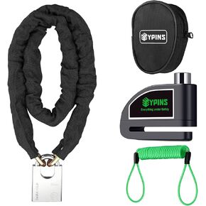 EYPINS Motorcycle Chain Locks with Alarm Disc Brake Lock,Bike Chain Lock 1.2M/4FT,Security Chain Lock Bicycle Lock Alarm Disc Lock for Motorcycles, Bikes,etc,Anti Theft Waterproof Bike Lock
