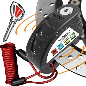 Motorcycle Locks Anti Theft Alarm System 130 db,Disc Lock Wheel Lock Heavy Duty aAnti Theft,Security Uncuttable Lock,Apply to Ebike Moped Mountain Moped Dirtbike,Motorcycle Accessories for Men (Black)