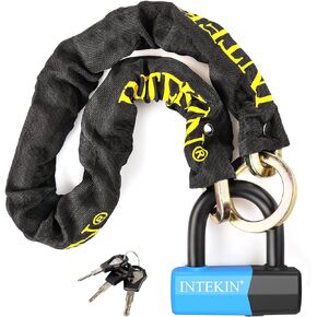 Motorcycle Chain Locks 4FT Motorcycle Lock 12mm Thick Bike Chain Lock Heavy Duty Chain Lock with 16mm/0.64inch Disc Lock for Motorcycles, Scooters, Gates and More, Orange