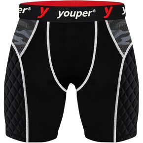 Youper Adult Elite Padded Sliding Shorts with Cup Pocket, Men's Slider Shorts for Baseball & Football