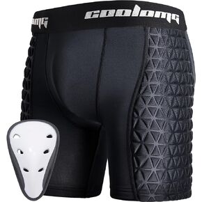COOLOMG Boys Youth Baseball Sliding Shorts with Athletic Cup Padded Slider Short for Softball Football Lacrosse Hockey