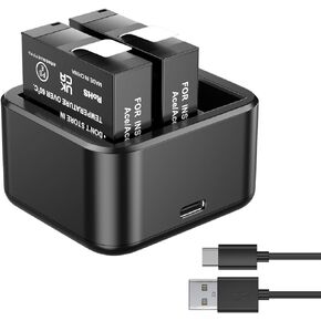 360 Ace/Ace Pro Replacement Battery 2 Packs 1800mAh with Triple Slot Fast Charger Hub for Insta360 Ace Pro/Ace Action Camera Accessories