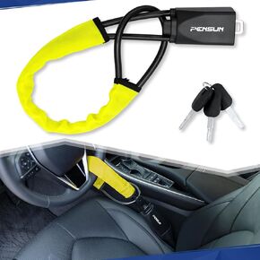 قفل عجلة القيادة من بينسون، جهاز سيارة عالمي مضاد للسرقة، يناسب معظم المركبات مع أبازيم حزام مقعد السيارة، لشاحنة الدفع الرباعي وسيارة الجولف، أمان مع 3 مفاتيح، برتقالي in Kuwait