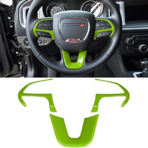 Steering Wheel Cover Trim Interior Accessories Decoration Kit for 2015-2021 Dodge Challenger Charger, for 2014-2021 Dodge Durango & Jeep Grand Cherokee SRT8 (Black 3PCS)