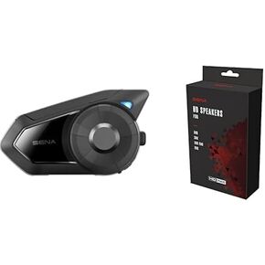 Sena 30K Motorcycle Bluetooth Headset Mesh Communication System (Single Pack with HD Speakers) and Universal Helmet Clamp kit with HD Speakers (20S EVO, 30K, 50S), Black