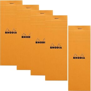 Rhodia Staplebound Notepad - Graph 80 sheets - 3 x 8 1/4 - Orange cover, Pack of 5