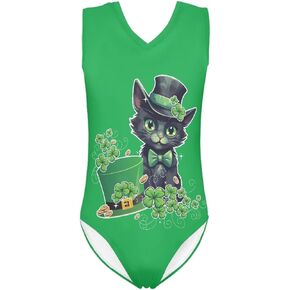 Cartoon Pattern Kids Girls Bathing Suits One Piece Swimsuit Soft & Quick Dry, 5-14Years