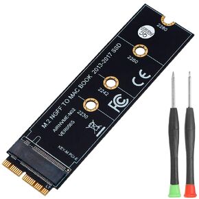 M.2 NVME SSD Convert Adapter Card, NGFF M.2 NGFF M-Key AHCI SSD Convert Card for Upgrade MacBook Air (2013-2017), with T0.8 Screwdriver, T1.2 Screwdriver