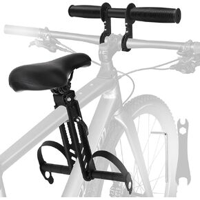 BicycleStore Bike Seat for Kids with Handlebar, Front Mounted Child Bicycle Seats with Foot Pedals Attachment Detachable Parent-Child Kid Cycling Accessories Compatible with Adult Mountain Bike MTB
