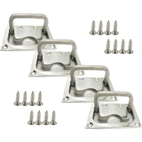 4 Piece Marine Ring Hatch Puller Flush Lifter, 316 Stainless Steel Flush Ring Puller, Screws Included
