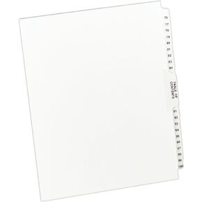 Avery Avery-Style Legal Side Tab Dividers, 26-Tab, 76-100, Letter Size, White, 25 per Set (11397)