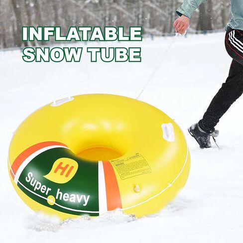 HIWENA Super Heavy Duty Snow Tube,48 inches Inflatable Snow Sled for Kids and Adults, Thicken 0.75mm Thick Material Winter Sport Tube in Kuwait