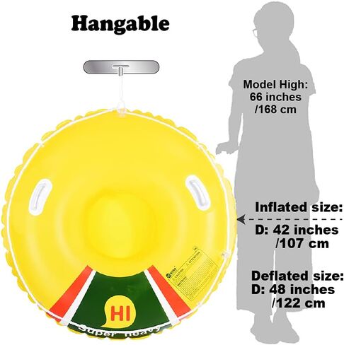 HIWENA Super Heavy Duty Snow Tube,48 inches Inflatable Snow Sled for Kids and Adults, Thicken 0.75mm Thick Material Winter Sport Tube in Kuwait