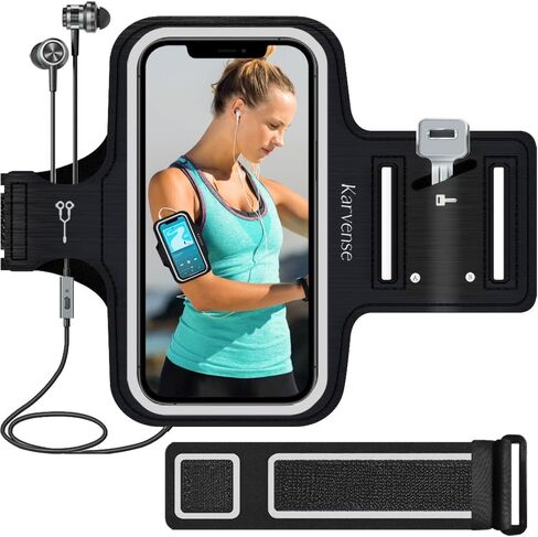Phone Holder for Running, Karvense Phone Arm Bands for Running Gym Workout Jogging, for iPhone 15 Pro/15/14 Pro/14/13 Pro/13/12 Pro/11/XR, Samsung Galaxy, to 6.2'', Cell Phone Armband w/Zipper Pocket in Kuwait
