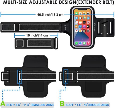 Phone Holder for Running, Karvense Phone Arm Bands for Running Gym Workout Jogging, for iPhone 15 Pro/15/14 Pro/14/13 Pro/13/12 Pro/11/XR, Samsung Galaxy, to 6.2'', Cell Phone Armband w/Zipper Pocket in Kuwait