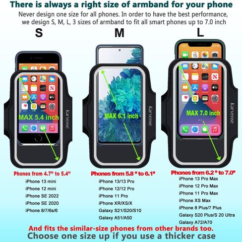 Phone Holder for Running, Karvense Phone Arm Bands for Running Gym Workout Jogging, for iPhone 15 Pro/15/14 Pro/14/13 Pro/13/12 Pro/11/XR, Samsung Galaxy, to 6.2'', Cell Phone Armband w/Zipper Pocket in Kuwait
