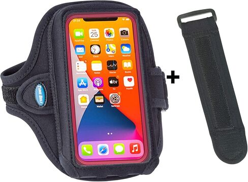 Tune Belt AB92 Cell Phone Running Armband Holder Case for iPhone 15 Pro Max, 14/15 Plus, 11/12/13/14 Pro Max, 11/XR/XS Max and Galaxy Note/Plus/Ultra (Extra Depth fits Large Case) - Black in Saudi Arabia
