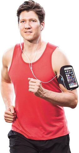 Tune Belt AB92 Cell Phone Running Armband Holder Case for iPhone 15 Pro Max, 14/15 Plus, 11/12/13/14 Pro Max, 11/XR/XS Max and Galaxy Note/Plus/Ultra (Extra Depth fits Large Case) - Black in Saudi Arabia