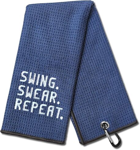منشفة جولف مضحكة DYJYBMY Swing Swear Repeat، سوداء، ألياف دقيقة، 15.7 × 23.6 بوصة in Saudi Arabia