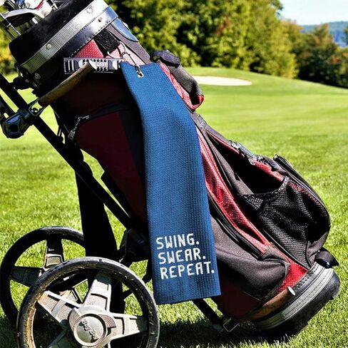 منشفة جولف مضحكة DYJYBMY Swing Swear Repeat، سوداء، ألياف دقيقة، 15.7 × 23.6 بوصة in Saudi Arabia