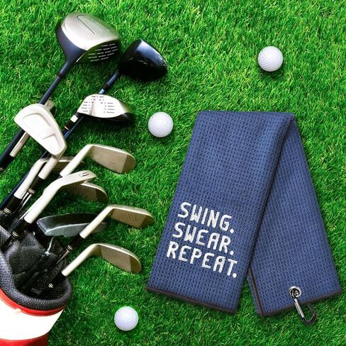 منشفة جولف مضحكة DYJYBMY Swing Swear Repeat، سوداء، ألياف دقيقة، 15.7 × 23.6 بوصة in Saudi Arabia