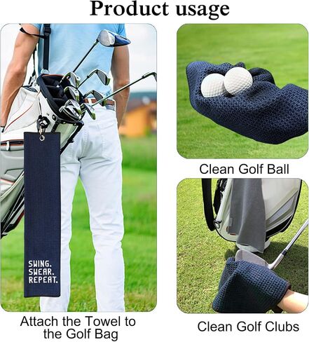 منشفة جولف مضحكة DYJYBMY Swing Swear Repeat، سوداء، ألياف دقيقة، 15.7 × 23.6 بوصة in Saudi Arabia