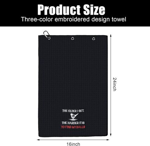 3 Pack Funny Golf Towel Embroidered Golf Towels for Golf Bags with Clip Golf Gifts for Men Women Birthday Gifts for Golf Fan, Retirement Gift (Black, Gray, Blue,Graceful Style) in Kuwait