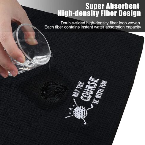 3 Pack Funny Golf Towel Embroidered Golf Towels for Golf Bags with Clip Golf Gifts for Men Women Birthday Gifts for Golf Fan, Retirement Gift (Black, Gray, Blue,Graceful Style) in Kuwait