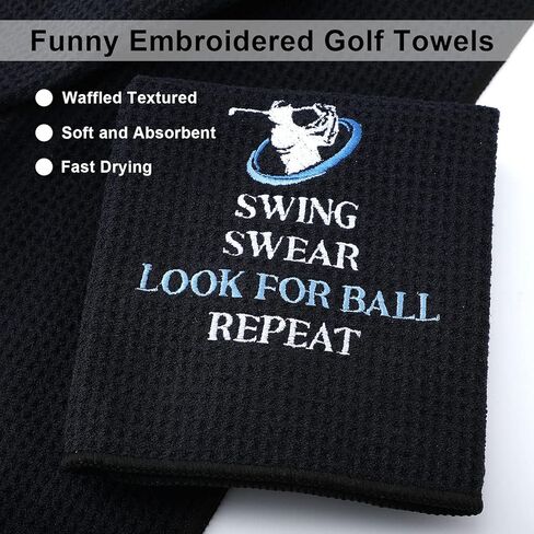 3 Pack Funny Golf Towel Embroidered Golf Towels for Golf Bags with Clip Golf Gifts for Men Women Birthday Gifts for Golf Fan, Retirement Gift (Black, Gray, Blue,Graceful Style) in Kuwait