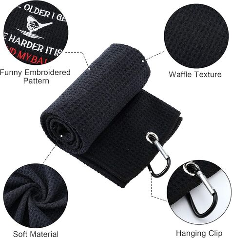 3 Pack Funny Golf Towel Embroidered Golf Towels for Golf Bags with Clip Golf Gifts for Men Women Birthday Gifts for Golf Fan, Retirement Gift (Black, Gray, Blue,Graceful Style) in Kuwait