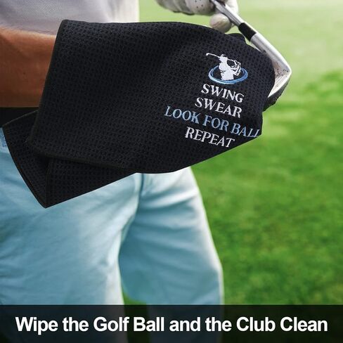 3 Pack Funny Golf Towel Embroidered Golf Towels for Golf Bags with Clip Golf Gifts for Men Women Birthday Gifts for Golf Fan, Retirement Gift (Black, Gray, Blue,Graceful Style) in Kuwait