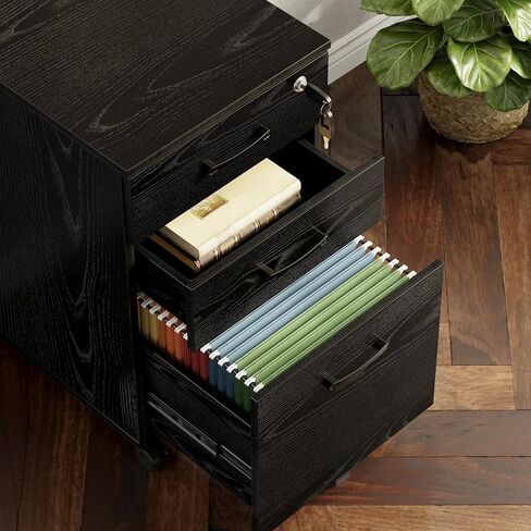 خزانة ملفات Rolanstar مكونة من 3 أدراج مع قفل واحد، وخزانة ملفات متنقلة، وخزانة ملفات تحت المكتب مع 5 عجلات ومجلدات ملفات معلقة، للمستندات بحجم الحروف، باللون الأسود in Kuwait